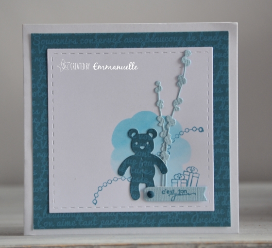 Carte d'anniversaire "ourson bleu" Avril 2018 | Created by Emmanuelle